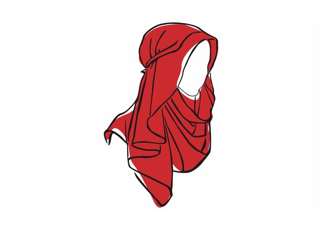 Vetor estilo de moda de hijab para mulheres muçulmanas com estilo de arte de linha