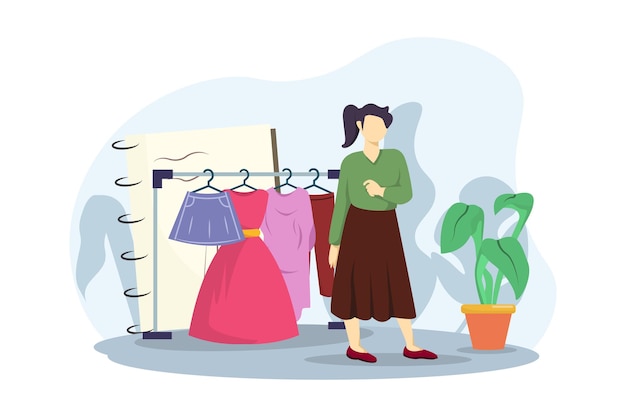 Estilo de moda Desenho de ilustração plana