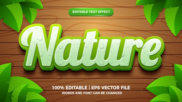 Estilo de modelo 3d de efeito de texto editável de natureza fresca