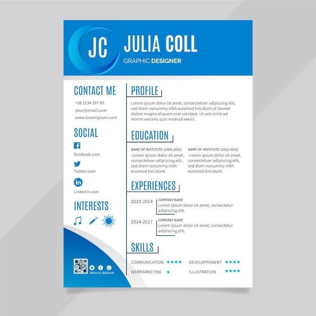 Vetor estilo de modelo de curriculum vitae