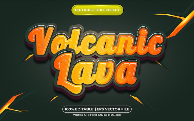 Estilo de modelo de lava vulcânica com efeito de texto editável