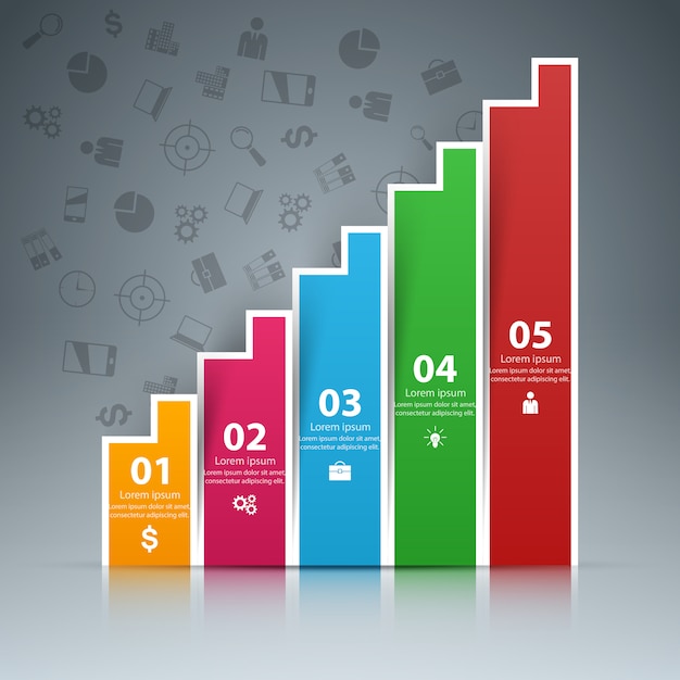 Estilo de origami de infográficos de negócios