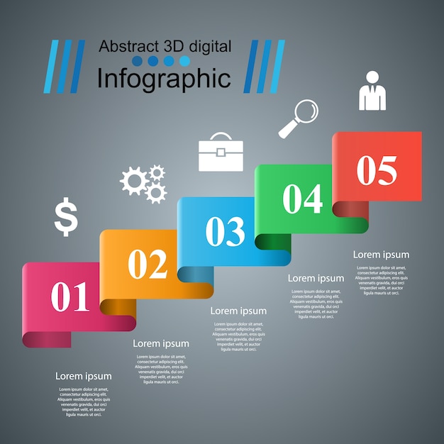 Estilo de origami do infographics de negócios