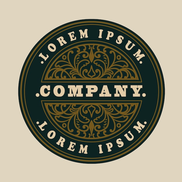 Estilo de ornamento floral com logotipo vintage
