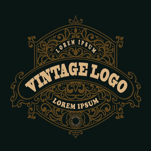 Vetor estilo de ornamento floral com logotipo vintage