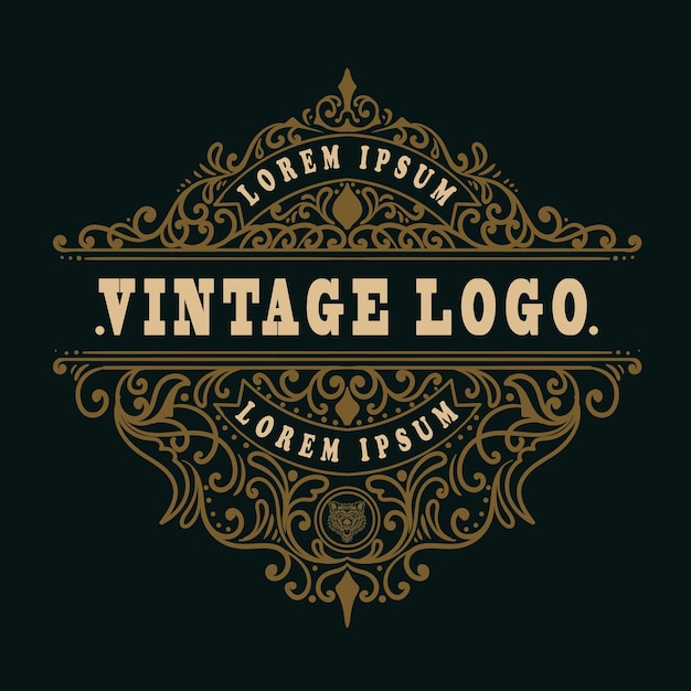 Estilo de ornamento floral com logotipo vintage