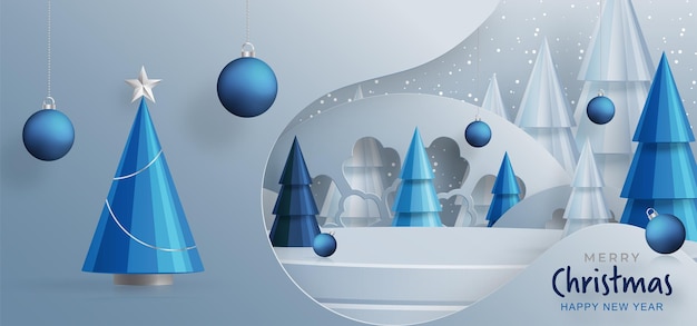 Estilo de palco redondo 3d podium para feliz natal e feliz ano novo