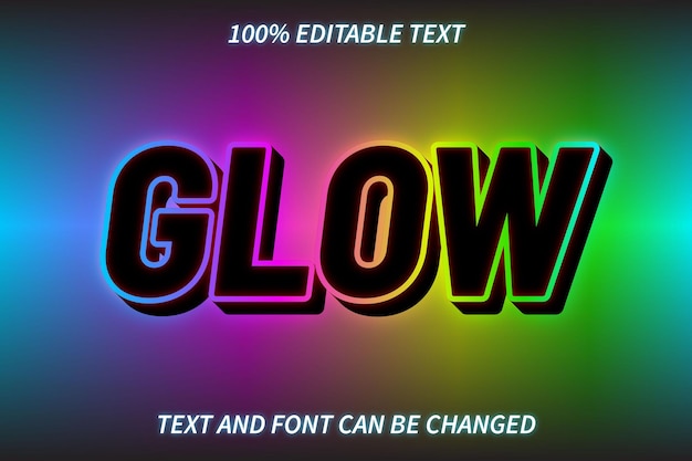 Vetor estilo de relevo de efeito de texto editável glow