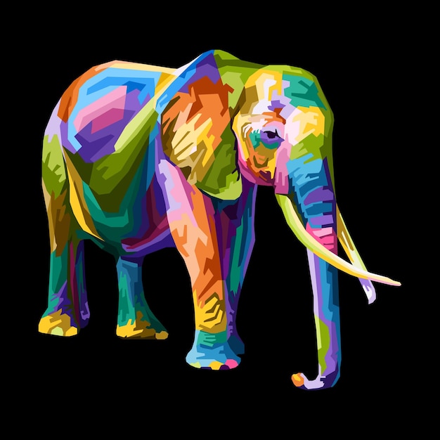 Vetor estilo de retrato pop art de elefante colorido