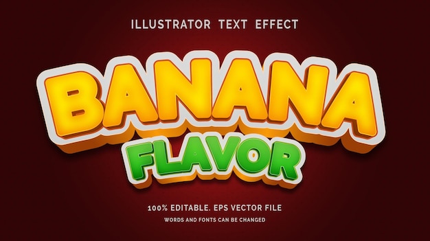 Estilo de sabor de banana com efeito de texto editável