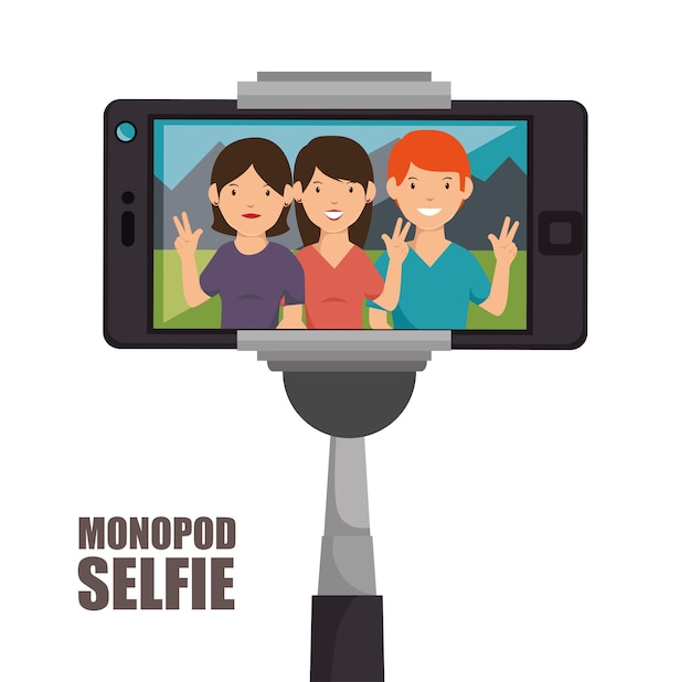 Estilo de selfie de fotografia monopé isolado