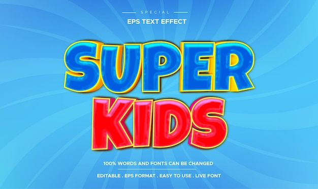 Estilo de super kids com efeito de texto editável