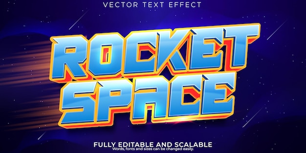 Estilo de texto de nave editável de efeito de texto de espaço de foguete e estilo de texto de galáxia