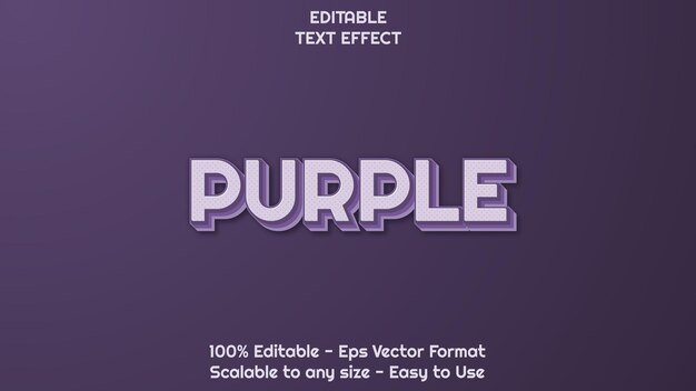 estilo de texto editável de efeito de texto roxo 3d