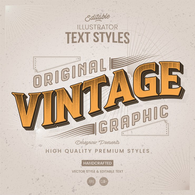 Vetor estilo de texto retrô e vintage