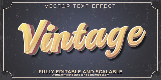 Vetor estilo de texto retrô editável com efeito de texto vintage