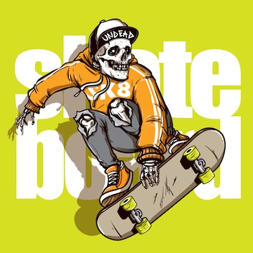 Skateboarding Do Jogo Do Crânio Do Estilo Do Desenho Da Mão Ilustração do  Vetor - Ilustração de forma, lifestyle: 76038733