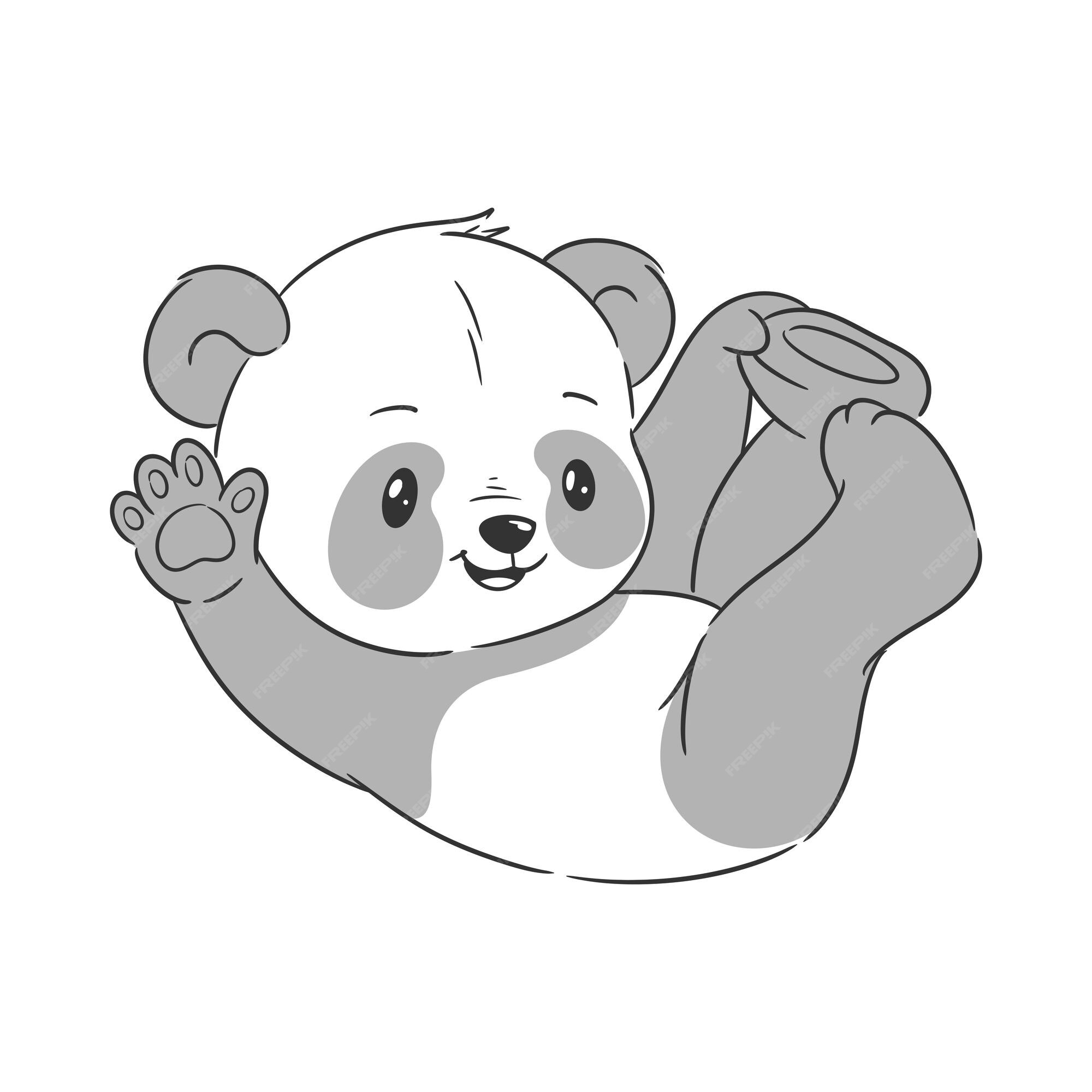 Vetores de Página De Desenhos Animados Urso Panda Para Colorir e