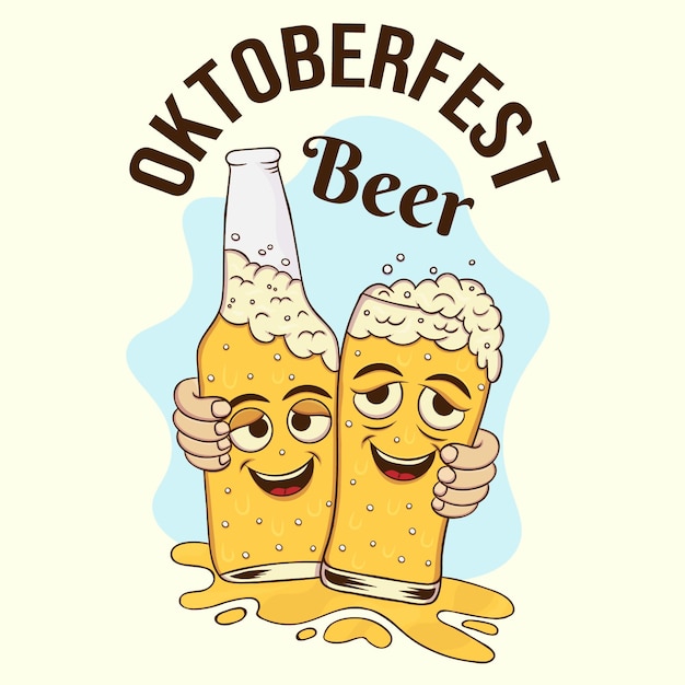 Estilo desenhado à mão oktoberfest background vetor premium