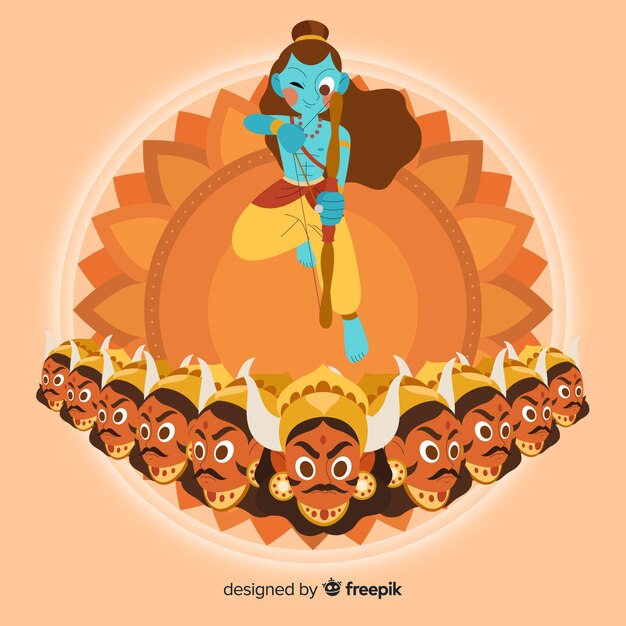 Vetor estilo desenhado de mão de fundo dussehra