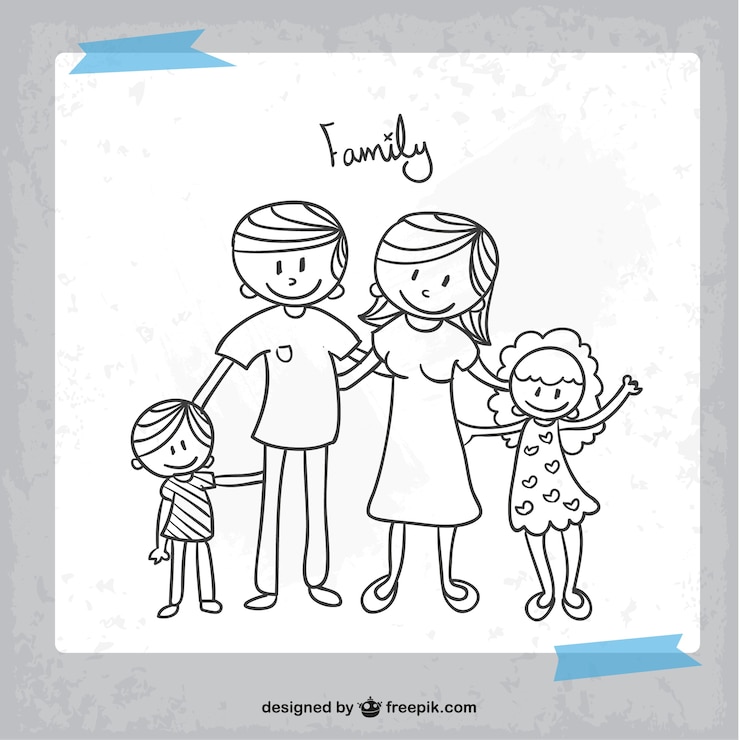 Vetor estilo do doodle família vetor
