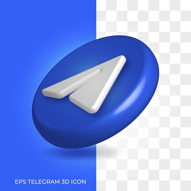 Estilo do logotipo 3d do telegrama em recurso de ícone arredondado isolado