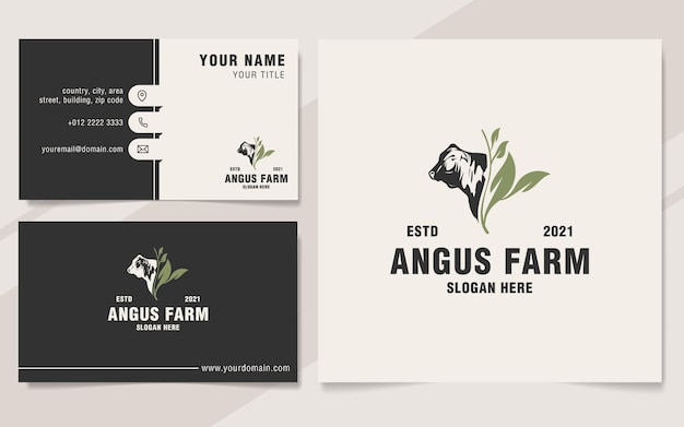 Estilo do monograma do modelo do logotipo da fazenda angus