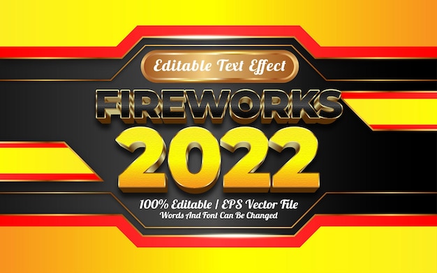 Estilo dourado do efeito de texto editável do fireworks 2022