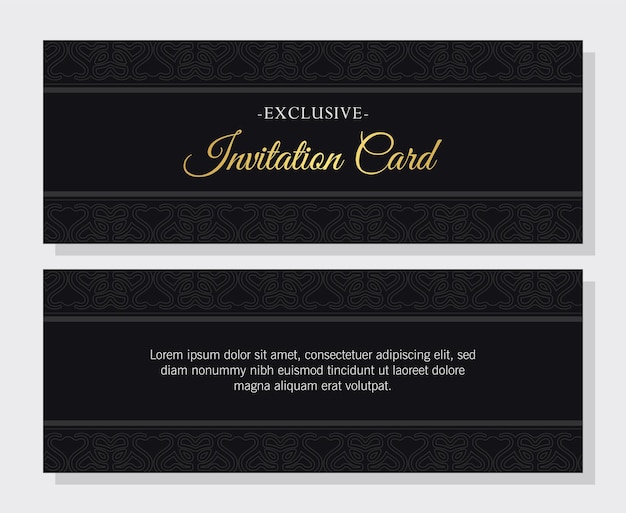 Vetor estilo elegante ornamento de cartão de convite escuro