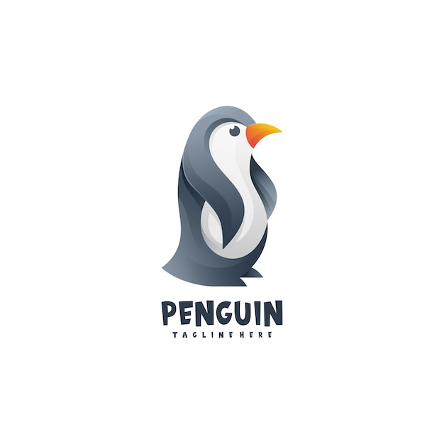 Estilo gradiente do logotipo do pinguim