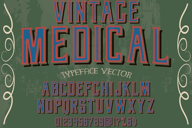 Vetor estilo gráfico de alfabeto vintage médico