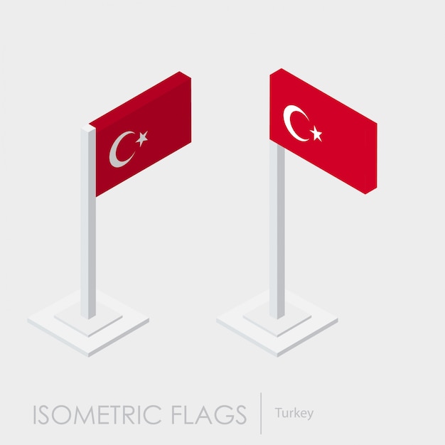 Estilo isométrico da bandeira de trurkey, estilo 3d