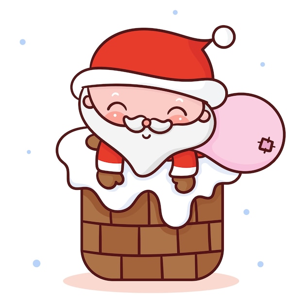 Estilo kawaii de desenho animado de Papai Noel fofo