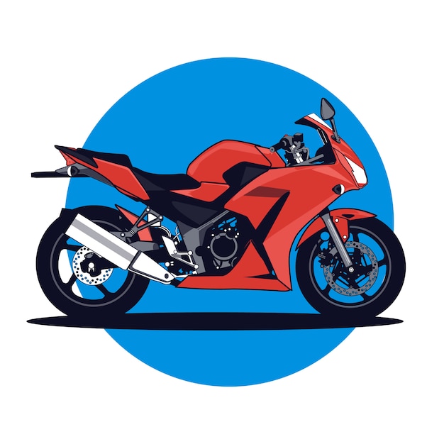 Vetor estilo liso da ilustração vermelha da motocicleta