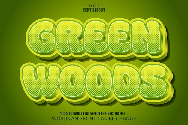 Estilo moderno com efeito de texto editável de madeiras verdes