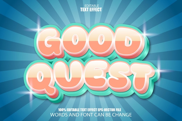 Estilo moderno com efeito de texto editável Good Quest