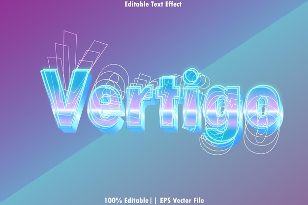 Vetor estilo moderno com efeito de texto editável vertigo