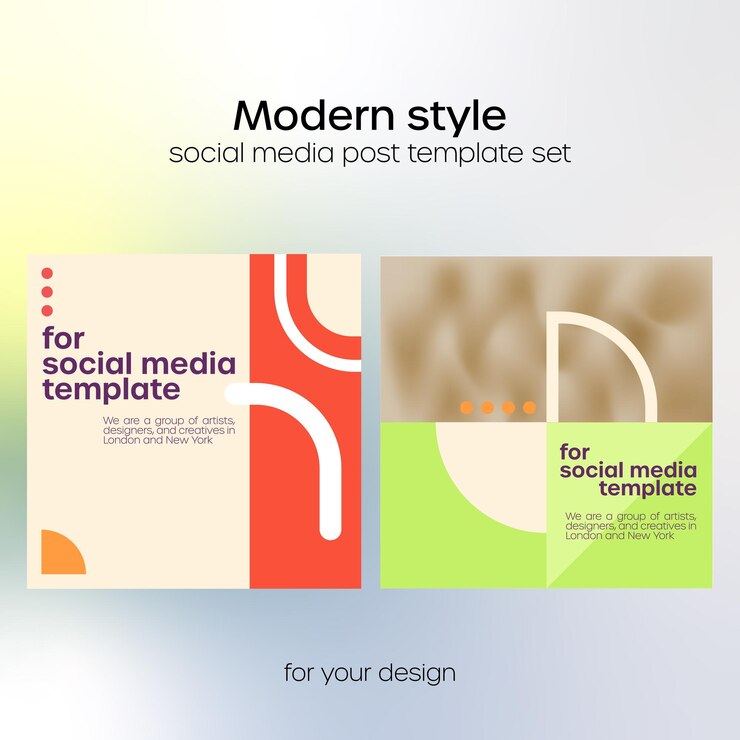 Estilo moderno de conjunto de modelo de postagem do instagram