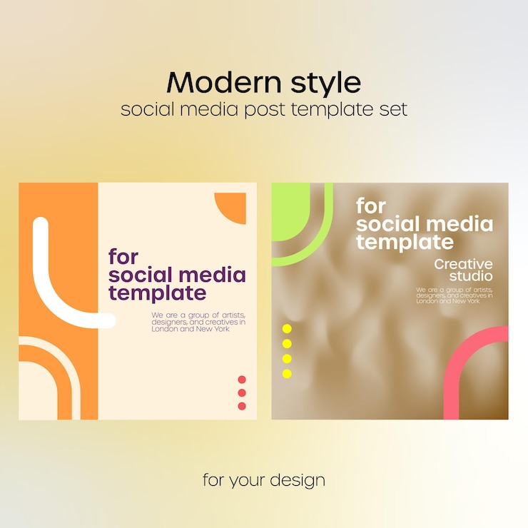 Estilo moderno de conjunto de modelo de postagem do instagram