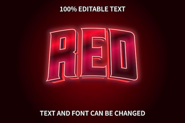 Estilo moderno de efeito de texto editável em vermelho