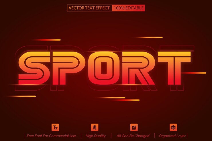 Estilo moderno de efeito de texto vetorial editável esportivo