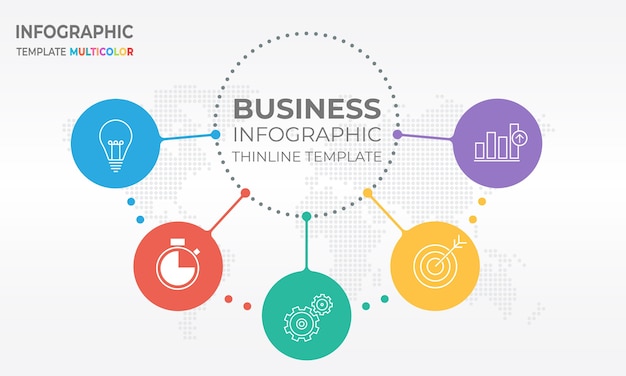 Vetor estilo moderno diagrama infográfico círculo 5 opções