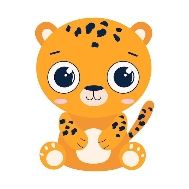 Vetor estilo plano de desenho vetorial de bebê leopardo