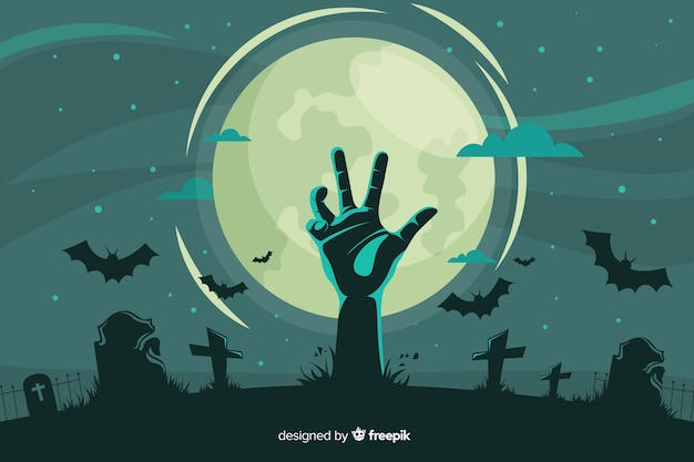 Vetor estilo plano de plano de fundo decorativo halloween