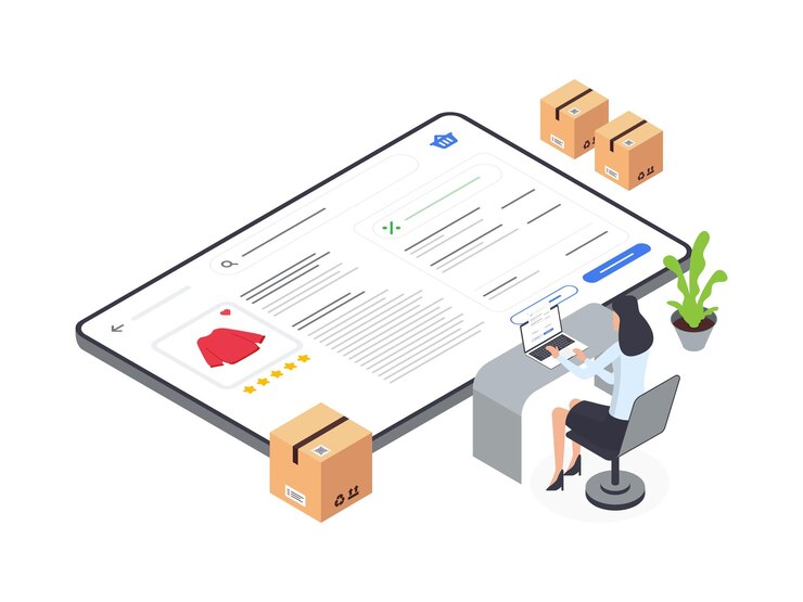 Vetor estilo plano ilustração isométrica do processo de encomenda de dropshipper