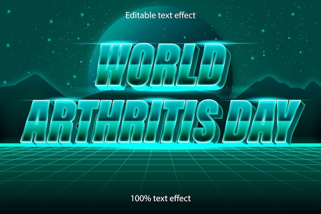 Estilo retro do efeito de texto editável do dia mundial da artrite