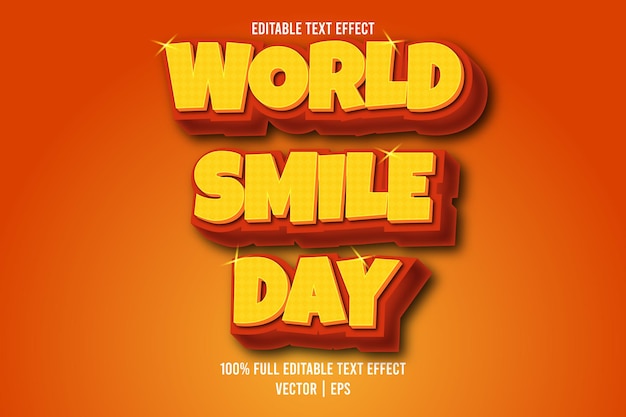 Estilo retro do efeito de texto editável do Dia Mundial do Sorriso