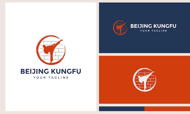 Estilo retrô do logotipo de kung fu chinês