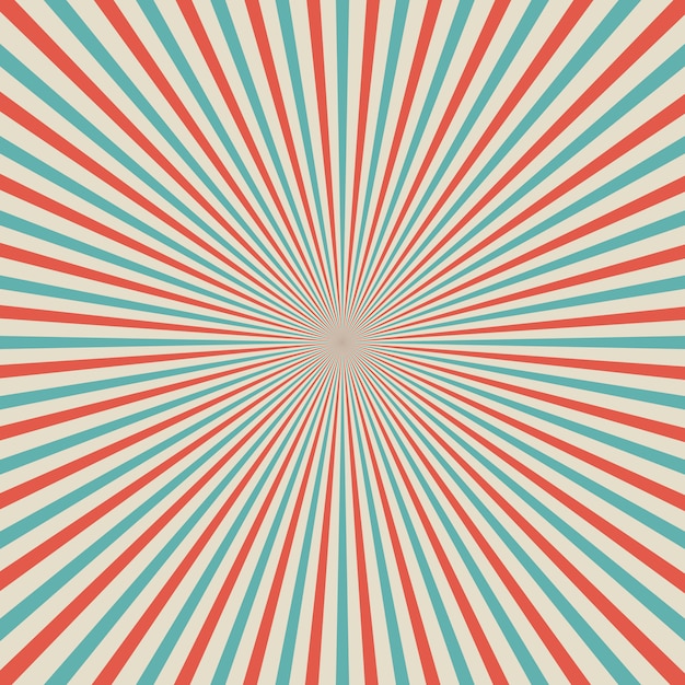 Estilo retro Pop Art Sunburst fundo com linhas radiais.