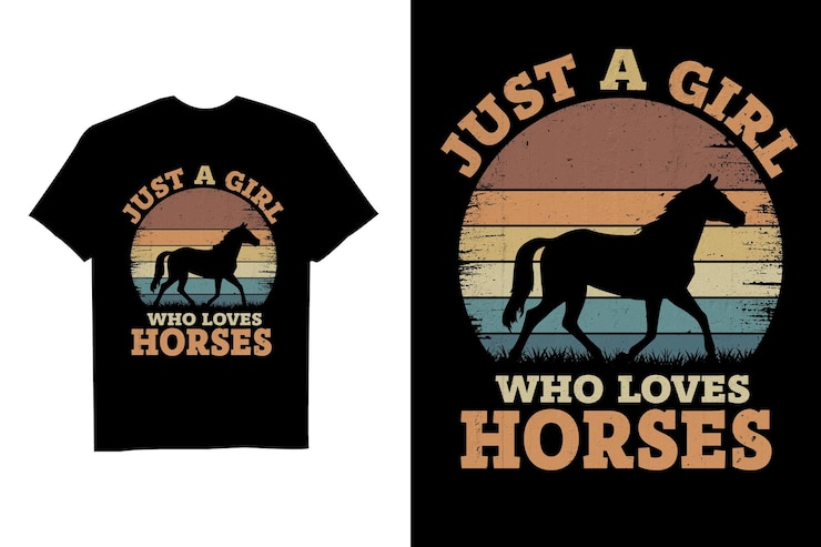 Vetor estilo retro vintage só uma rapariga que adora cavalos
